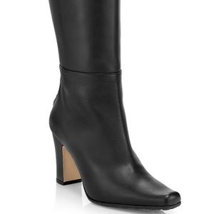 Manolo Blahnik Cantuna Square-Toe Tall Leather Boots